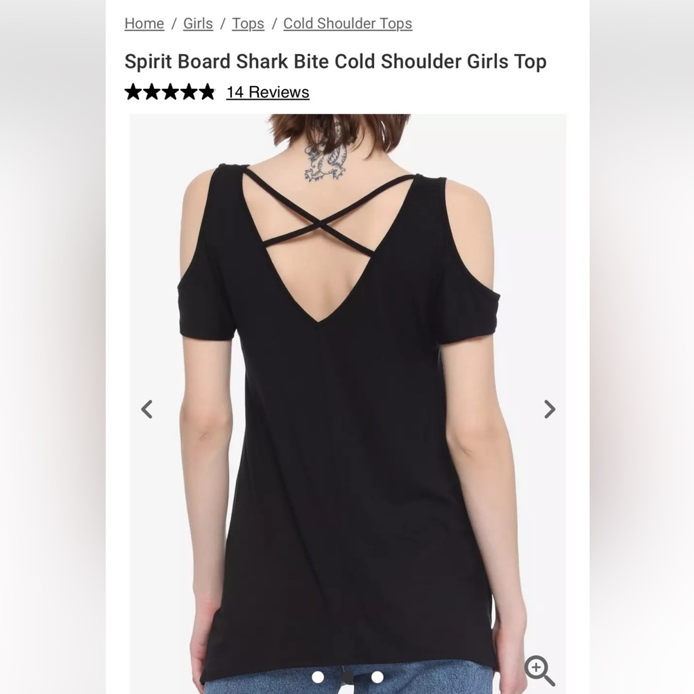 Black Cold Shoulder Graphic Tee - Picture 2 of 7